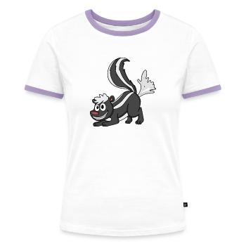 Stinktier - Frauen Kontrast-T-Shirt - Weiß/Lavendel - Vorne - AI Model Female 172 dark (172cm)