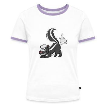 Stinktier - Frauen Kontrast-T-Shirt - Weiß/Lavendel - Vorne - AI Model Female 172 dark (172cm)