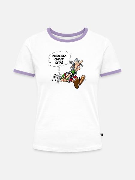 Asterix & Obelix geben niemals auf - Frauen Kontrast-T-Shirt - Weiß/Lavendel