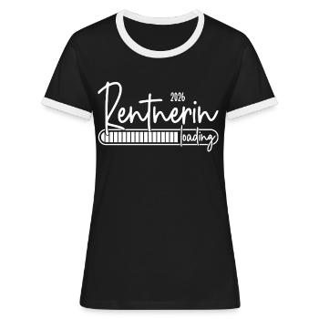 Rentnerin 2026 Loading - Frauen Kontrast-T-Shirt - Schwarz/Weiß - Vorne - Selfina (174cm)