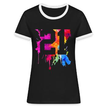 21 JAHRE 21. GEBURTSTAG - Frauen Kontrast-T-Shirt - Schwarz/Weiß - Vorne - Selfina (174cm)