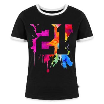 21 JAHRE 21. GEBURTSTAG - Frauen Kontrast-T-Shirt - Schwarz/Weiß - Vorne - Selfina (174cm)