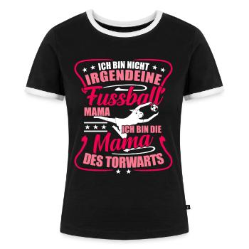 Fußball Mama Mutter Geschenk Muttertag - Frauen Kontrast-T-Shirt - Schwarz/Weiß - Vorne - Selfina (174cm)