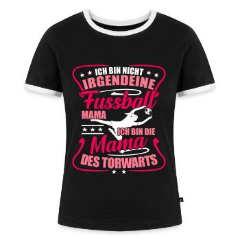 Fußball Mama Mutter Geschenk Muttertag - Frauen Kontrast-T-Shirt - Schwarz/Weiß - Vorne - Selfina (174cm)