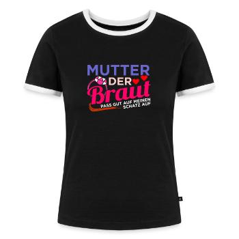 Brautmutter Hochzeit Heirat - Frauen Kontrast-T-Shirt - Schwarz/Weiß - Vorne - Selfina (174cm)