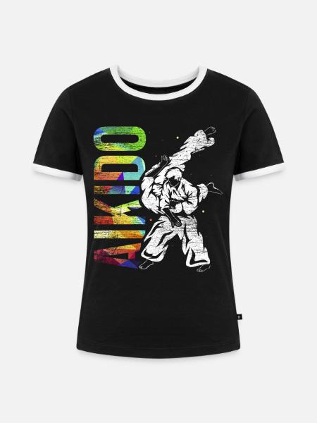 Harmonische Aikido Wurftechnik - Frauen Kontrast-T-Shirt - Schwarz/Weiß