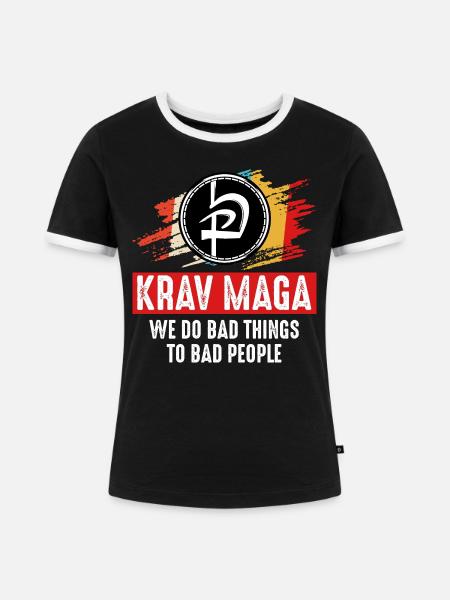 Krav Maga - Frauen Kontrast-T-Shirt - Schwarz/Weiß