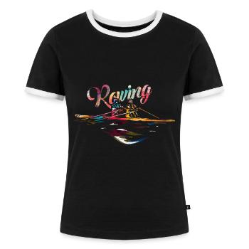 Übermütige Rudercrew Schlagmann - Frauen Kontrast-T-Shirt - Schwarz/Weiß - Vorne - Selfina (174cm)