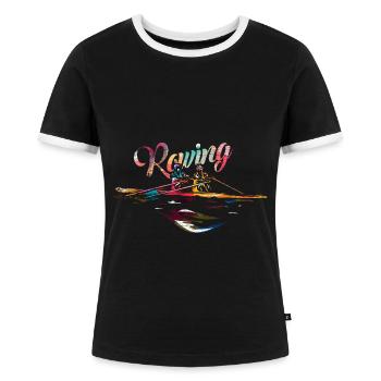 Übermütige Rudercrew Schlagmann - Frauen Kontrast-T-Shirt - Schwarz/Weiß - Vorne - Selfina (174cm)
