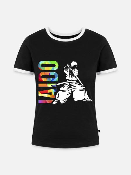 Disziplinierter Iaido Schwertkampf - Frauen Kontrast-T-Shirt - Schwarz/Weiß