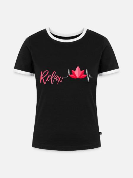 Massage - Frauen Kontrast-T-Shirt - Schwarz/Weiß