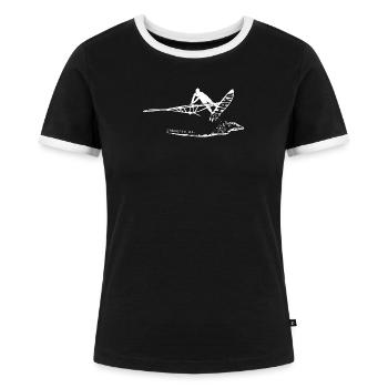 Shaka Freestyle Jump Windsurfen Cabarete DR - Frauen Kontrast-T-Shirt - Schwarz/Weiß - Vorne - Selfina (174cm)