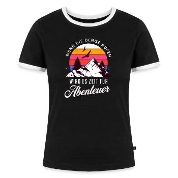Wenn die Berge rufen wird es Zeit für Abenteuer - Frauen Kontrast-T-Shirt - Schwarz/Weiß - Vorne - Selfina (174cm)