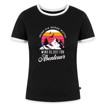 Wenn die Berge rufen wird es Zeit für Abenteuer - Frauen Kontrast-T-Shirt - Schwarz/Weiß - Vorne - Selfina (174cm)