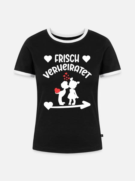Frisch verheiratet Ehe Flitterwochen - Frauen Kontrast-T-Shirt - Schwarz/Weiß