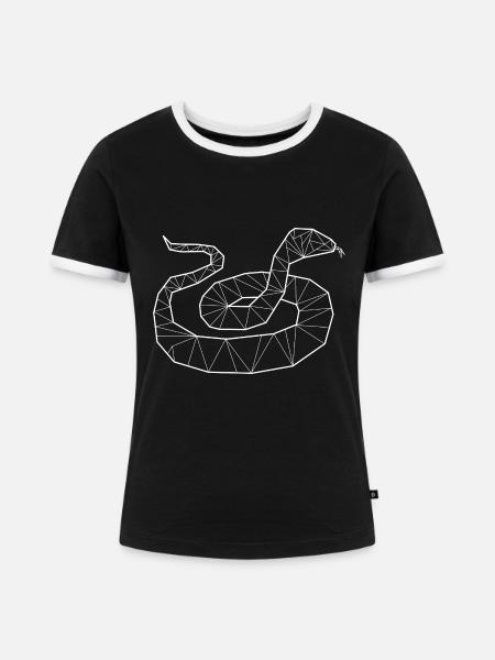 Geometrische Python Würgeschlange - Frauen Kontrast-T-Shirt - Schwarz/Weiß