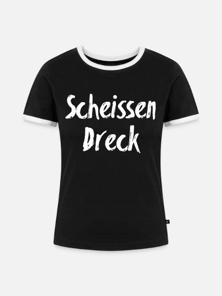 Scheissen Dreck Brush Script - Frauen Kontrast-T-Shirt - Schwarz/Weiß