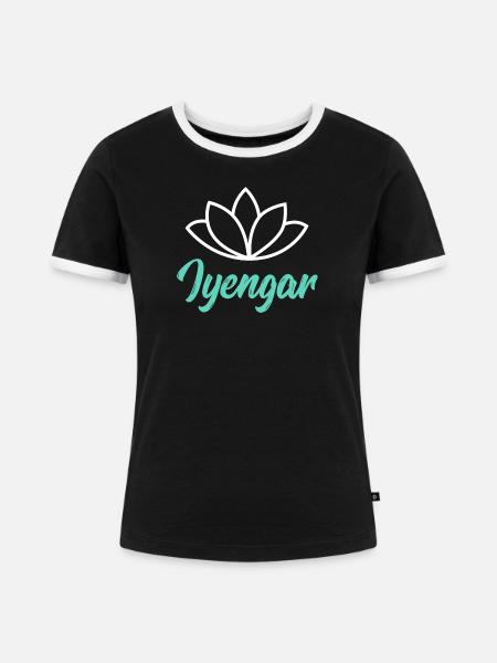 Iyengar yoga Hatha Iyengaryoga - Frauen Kontrast-T-Shirt - Schwarz/Weiß