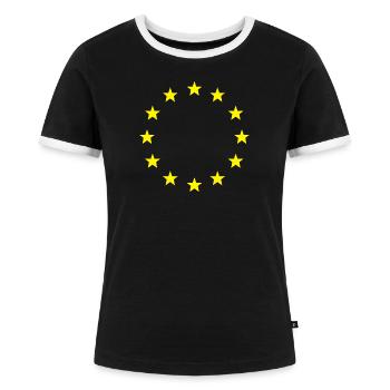 europa - Frauen Kontrast-T-Shirt - Schwarz/Weiß - Vorne - Selfina (174cm)