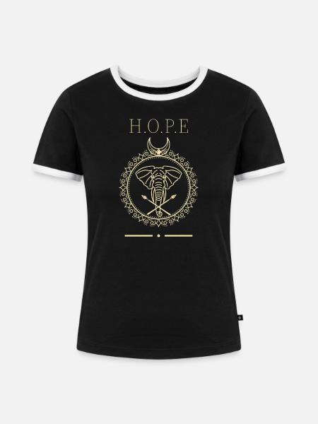 H.O.P.E - Frauen Kontrast-T-Shirt - Schwarz/Weiß