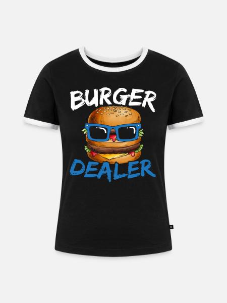 Burger Händler Hamburger Esser Essensliebhaber Foo - Frauen Kontrast-T-Shirt - Schwarz/Weiß