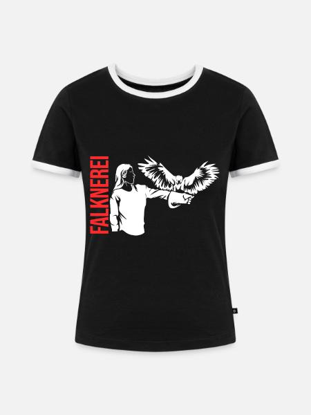 Leidenschaftliche Falknerei Beizjagd - Frauen Kontrast-T-Shirt - Schwarz/Weiß