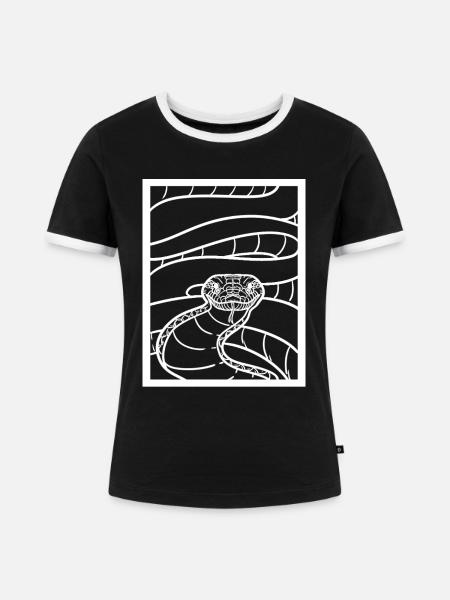 Majestätische Python Schlangenhalter - Frauen Kontrast-T-Shirt - Schwarz/Weiß