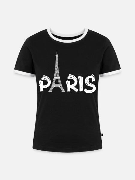 PARIS - Frauen Kontrast-T-Shirt - Schwarz/Weiß