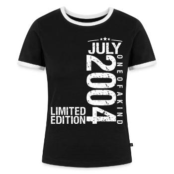 Juli 2004 Juli Jubiläum Juli 2004 - Frauen Kontrast-T-Shirt - Schwarz/Weiß - Vorne - Selfina (174cm)