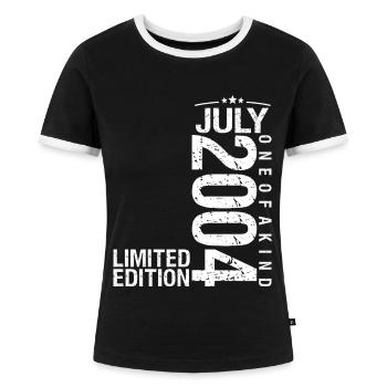 Juli 2004 Juli Jubiläum Juli 2004 - Frauen Kontrast-T-Shirt - Schwarz/Weiß - Vorne - Selfina (174cm)