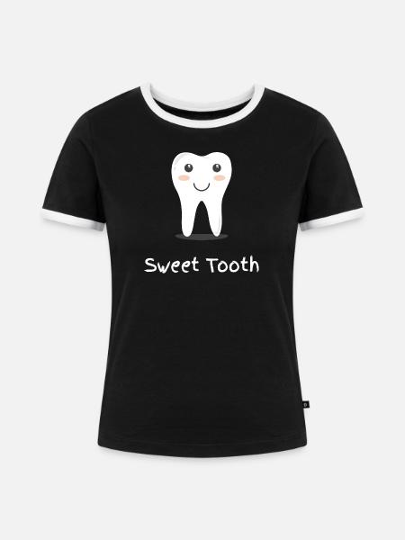 Sweet Tooth - Frauen Kontrast-T-Shirt - Schwarz/Weiß