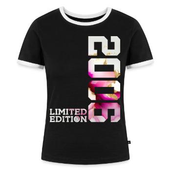 20. GEBURTSTAG 20 JAHRE LIMITED EDITION 2006 - Frauen Kontrast-T-Shirt - Schwarz/Weiß - Vorne - Selfina (174cm)
