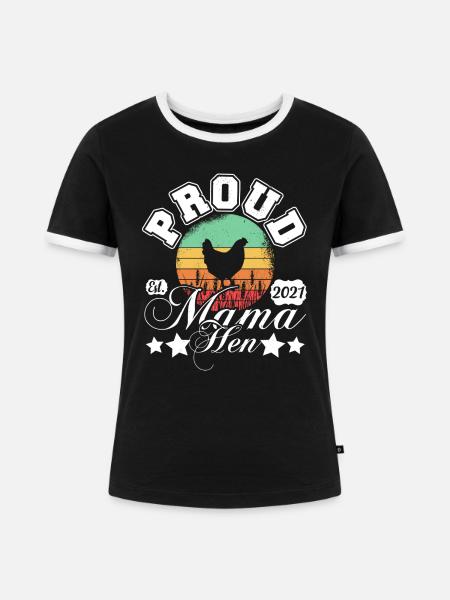 Stolze Mama-Henne Retro-Sonnenkreis - Frauen Kontrast-T-Shirt - Schwarz/Weiß