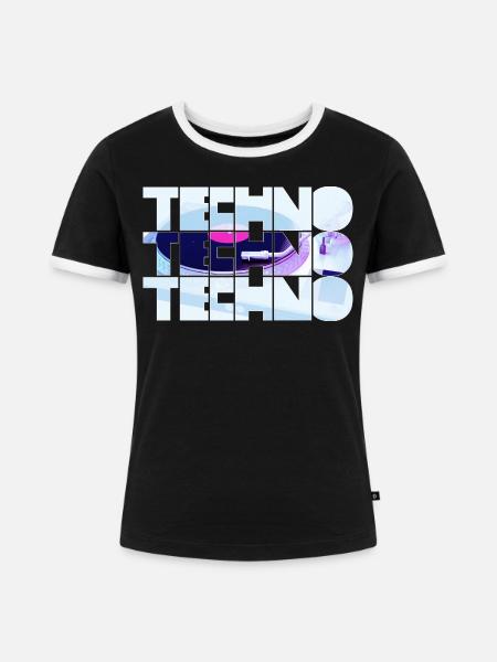 Techno Neon Grid Design - Frauen Kontrast-T-Shirt - Schwarz/Weiß