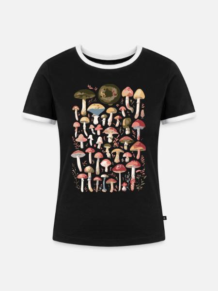 Pilze Waldpilze Pilzsammler - Frauen Kontrast-T-Shirt - Schwarz/Weiß