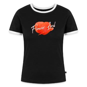 Mohn Mohnblume Klatschmohn Blumenhändler - Frauen Kontrast-T-Shirt - Schwarz/Weiß - Vorne - Selfina (174cm)