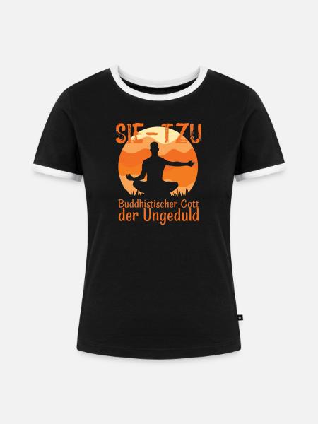 SIE-TZU Gott der Ungeduld - Frauen Kontrast-T-Shirt - Schwarz/Weiß