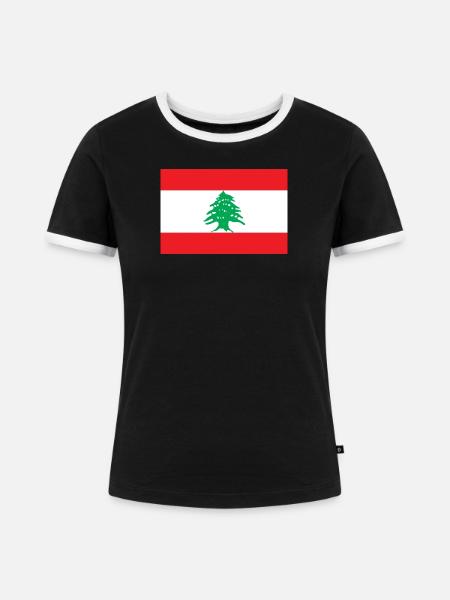 Libanon - Frauen Kontrast-T-Shirt - Schwarz/Weiß