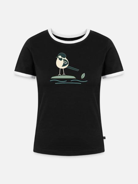 Bachstelze am Bach - Frauen Kontrast-T-Shirt - Schwarz/Weiß