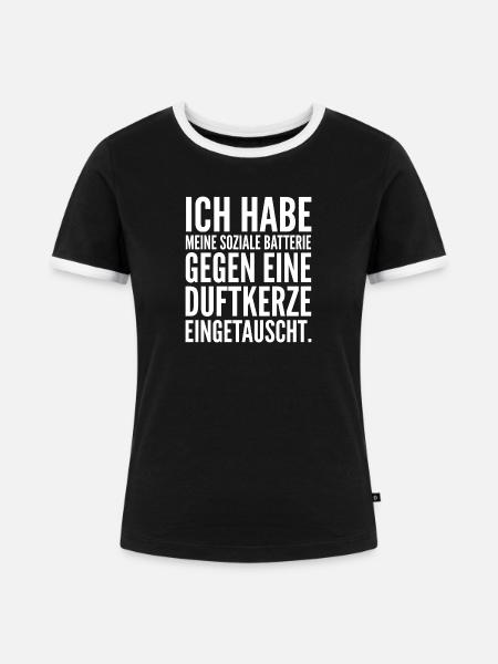 Lustiger Spruch Soziales Leben - Frauen Kontrast-T-Shirt - Schwarz/Weiß