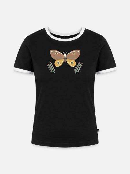 Kaiser Motte in Heidekraut - Frauen Kontrast-T-Shirt - Schwarz/Weiß