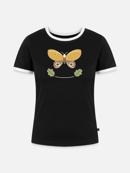 Polyphemus-Motte und Eiche - Frauen Kontrast-T-Shirt - Schwarz/Weiß