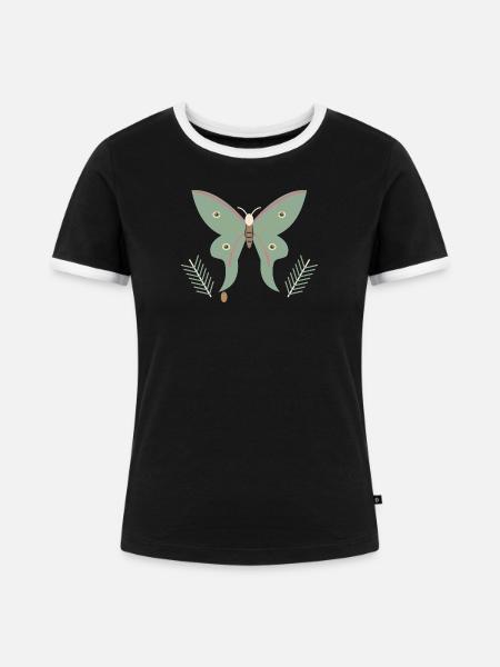 Spanischer Mondmotte und Kiefer - Frauen Kontrast-T-Shirt - Schwarz/Weiß