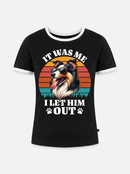 Lustige Langhaar Collie Sprüche - Frauen Kontrast-T-Shirt - Schwarz/Weiß
