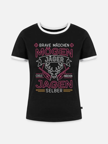 Jägerinnen Coole Mädchen Jagd - Frauen Kontrast-T-Shirt - Schwarz/Weiß
