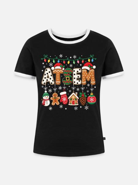 Weihnachten ATSEM Kindergarten Abschlussparty - Frauen Kontrast-T-Shirt - Schwarz/Weiß