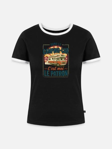 Im Wohnmobil bin ich der Chef - Frauen Kontrast-T-Shirt - Schwarz/Weiß