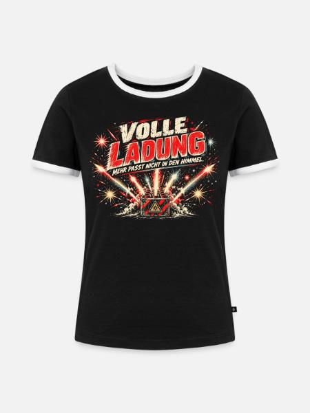Volle Ladung – Feuerwerk Silvester - Frauen Kontrast-T-Shirt - Schwarz/Weiß