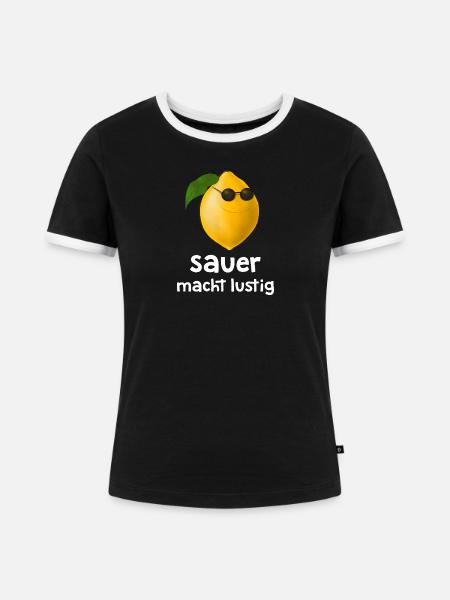 Sauer macht lustig - lächelnde Zitrone - Frauen Kontrast-T-Shirt - Schwarz/Weiß