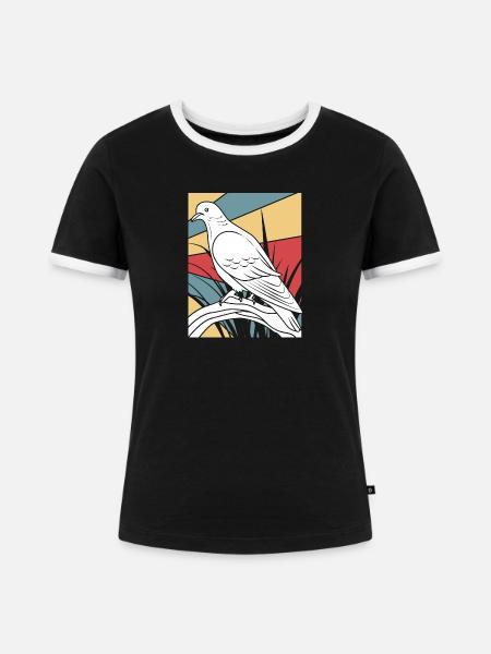 Taube Taubenjagd - Frauen Kontrast-T-Shirt - Schwarz/Weiß